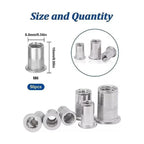 Pack 50 Tuercas Remachable M4 Cabeza Plana
