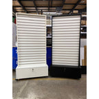 Exhibidor De Dos Caras Panel Ranurado Con Bodega 80x40x187,5