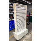 Exhibidor De Dos Caras Panel Ranurado Con Bodega 80x40x187,5
