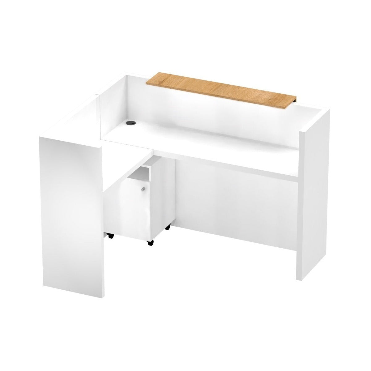 Mesón Recepción L Cerrado Con Mueble De Apoyo 156x136x112cm