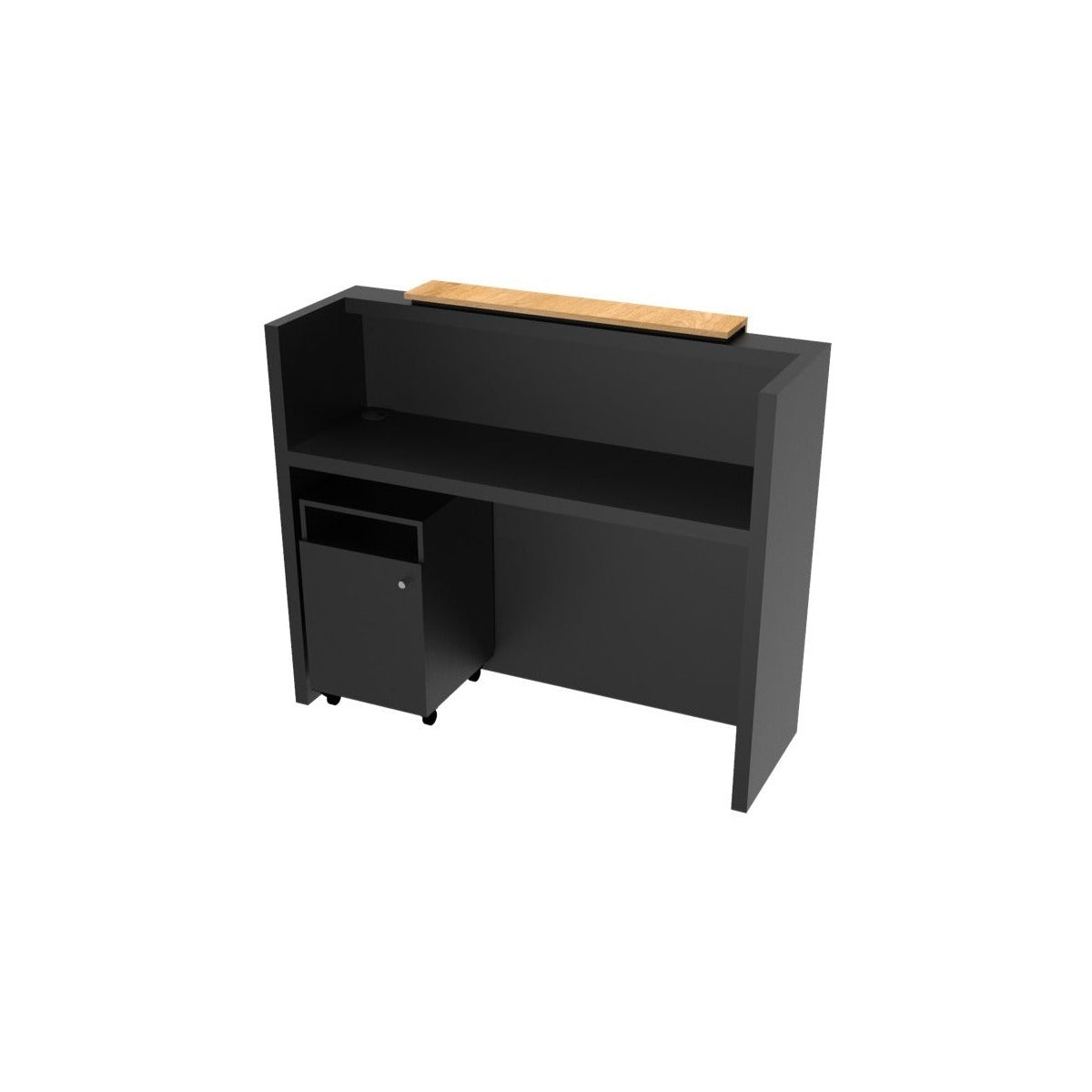 Mesón De Recepción Cerrado Con Mueble De Apoyo 136x46x112cm