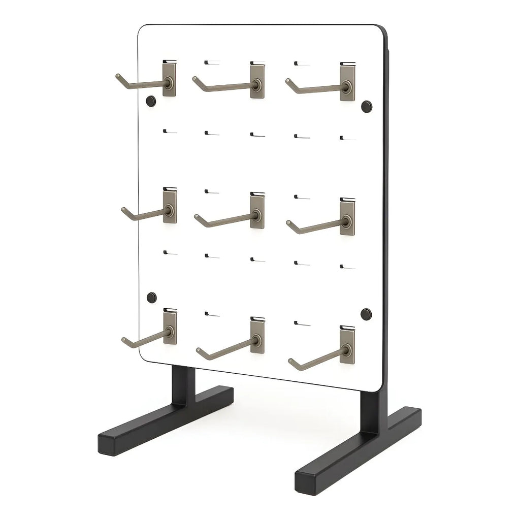 Exhibidor Ranurado  Melaminico 30x40 + 9 Gancheras De 10 Cm