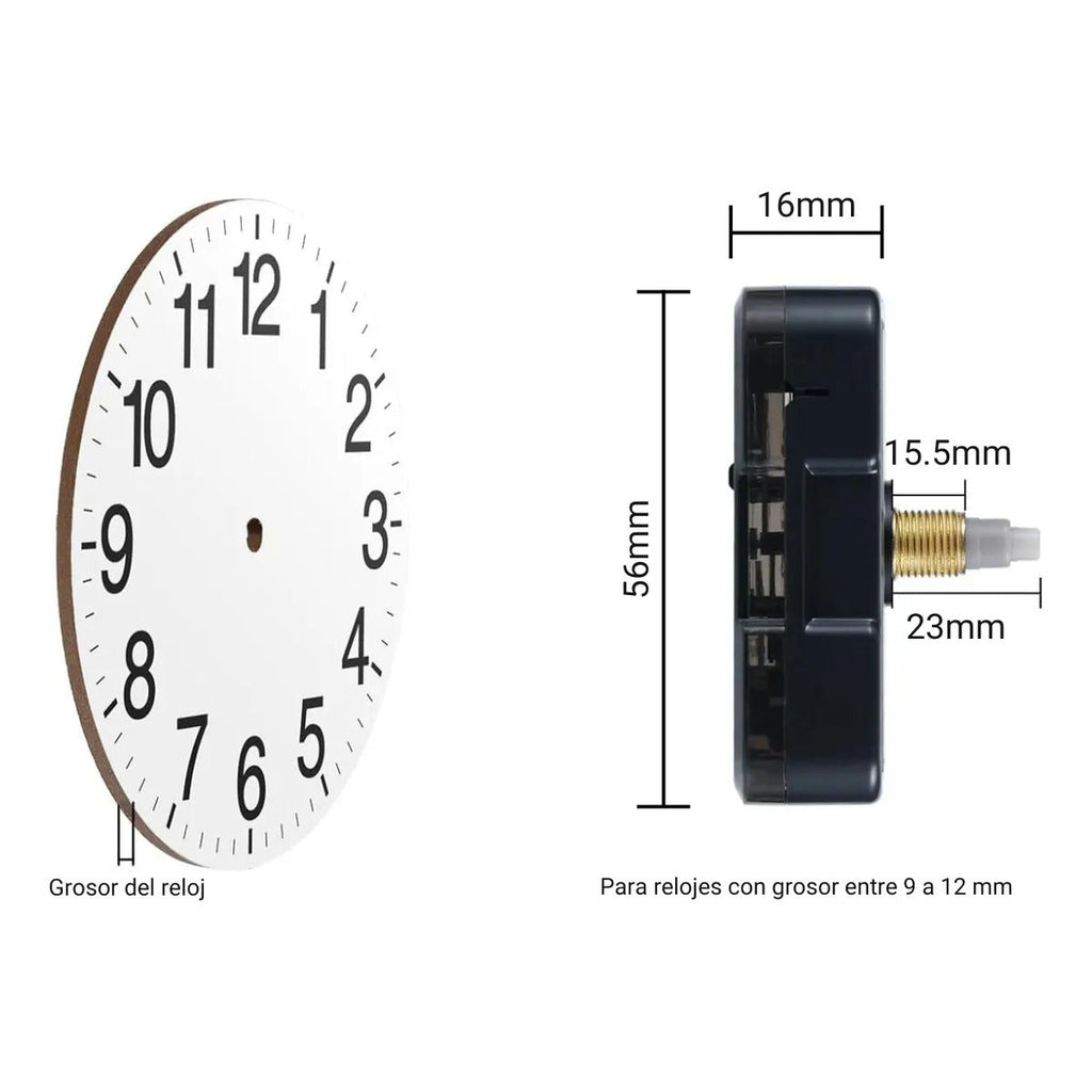 Mecanismo Maquinaria Reloj Mural + Manecillas 7/10cm