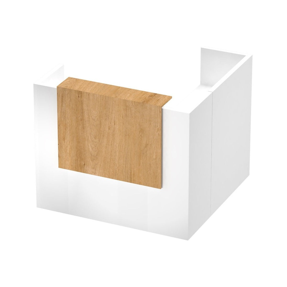 Mesón Recepción L Abierto Con Mueble De Apoyo 136x136x112cm