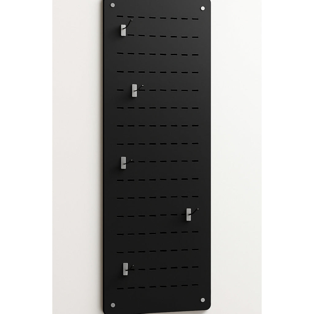 Panel Ranurado De Muro (40x120cm.)  + 9 Ganchos Cromados