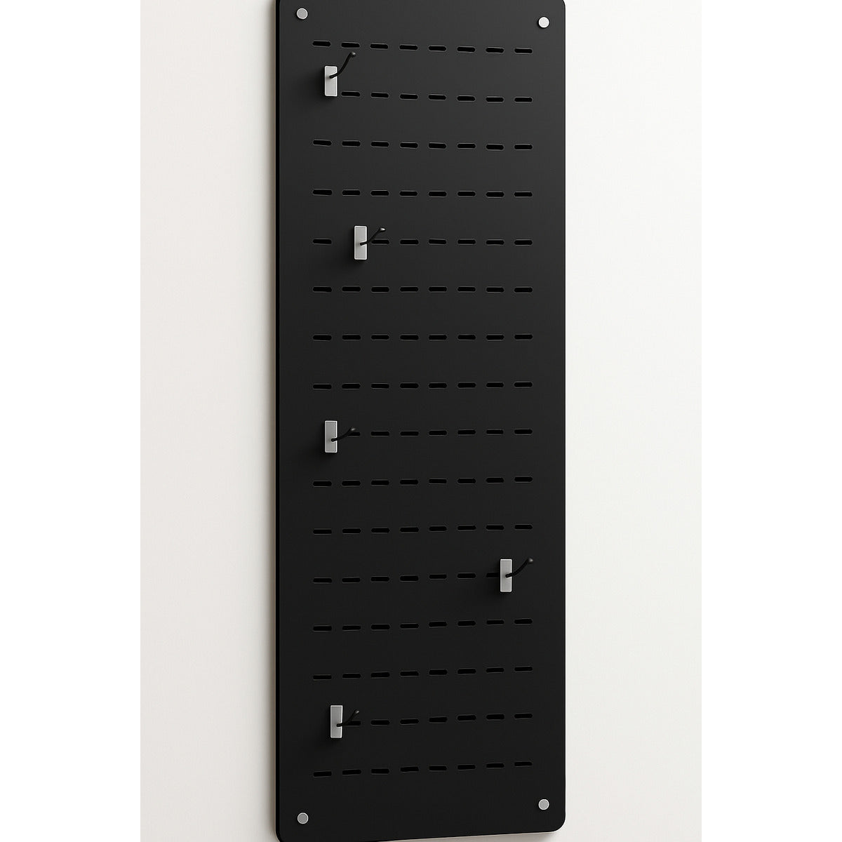 Panel Ranurado De Muro (40x120cm.)  + 9 Ganchos Cromados