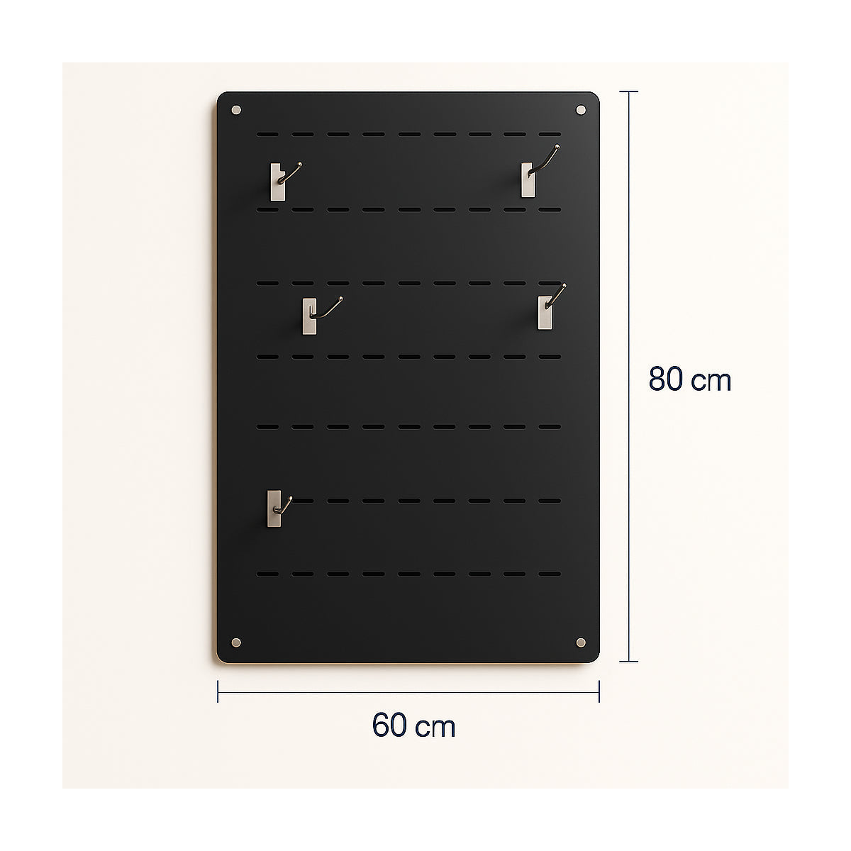 Panel Ranurado De Muro (60x80cm.)  + 9 Ganchos Cromados