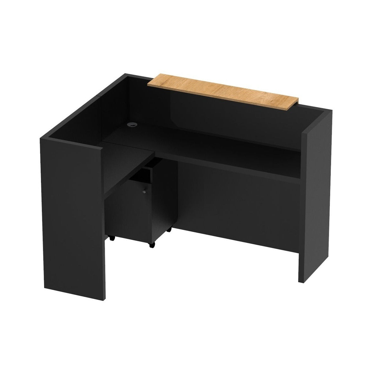 Mesón Recepción L Cerrado Con Mueble De Apoyo 156x136x112cm