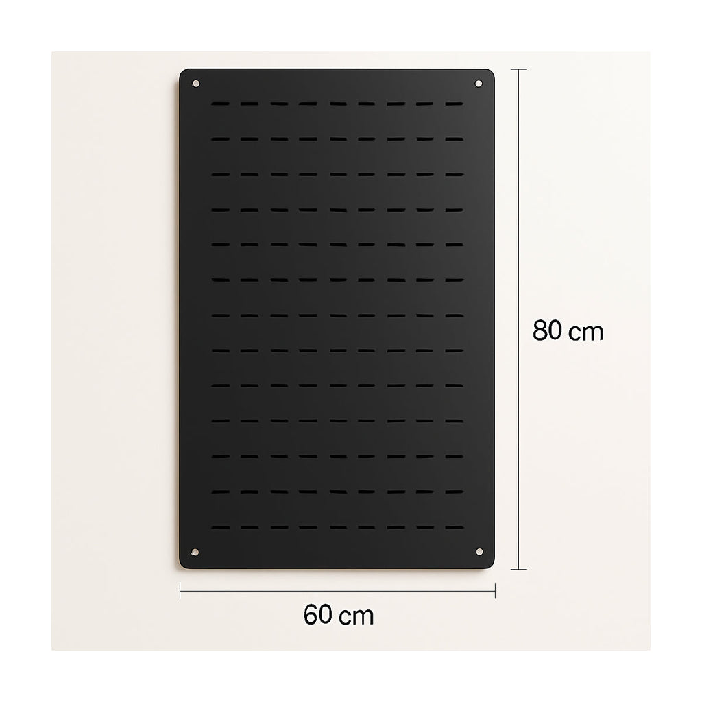 Panel Ranurado De Muro (60x80cm.)  + 9 Ganchos Cromados