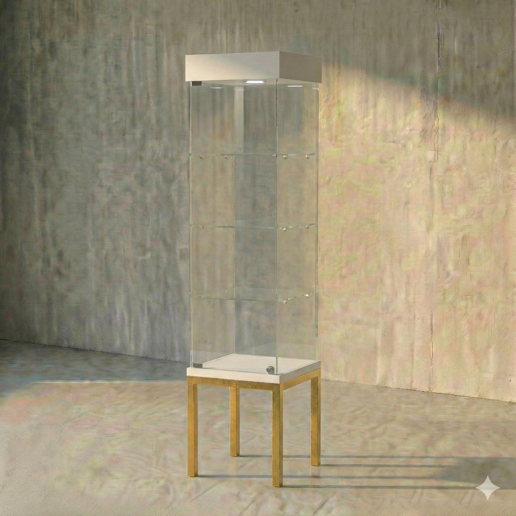 Vitrina Panorámica Para Exhibición Con Base Metal 40x40x180