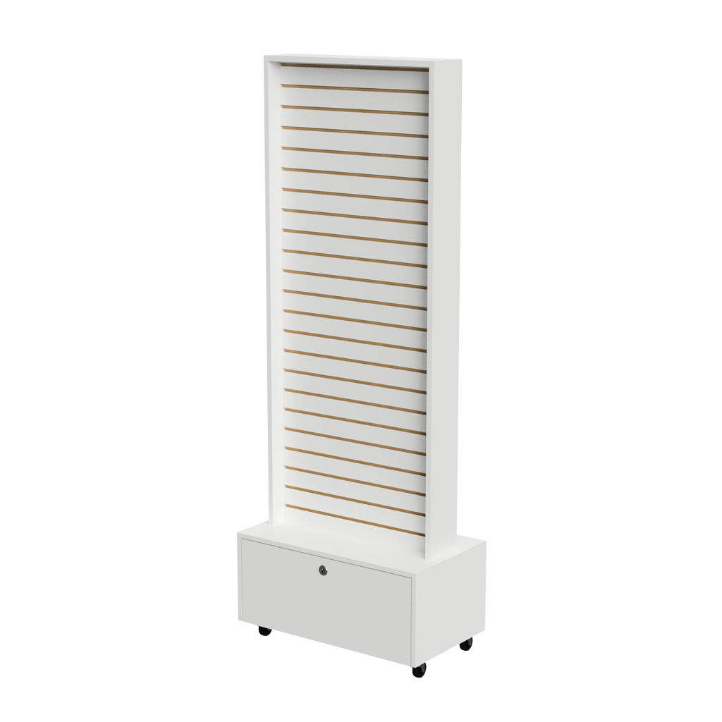 Exhibidor De Dos Caras Panel Ranurado Con Bodega 60x40x187,5