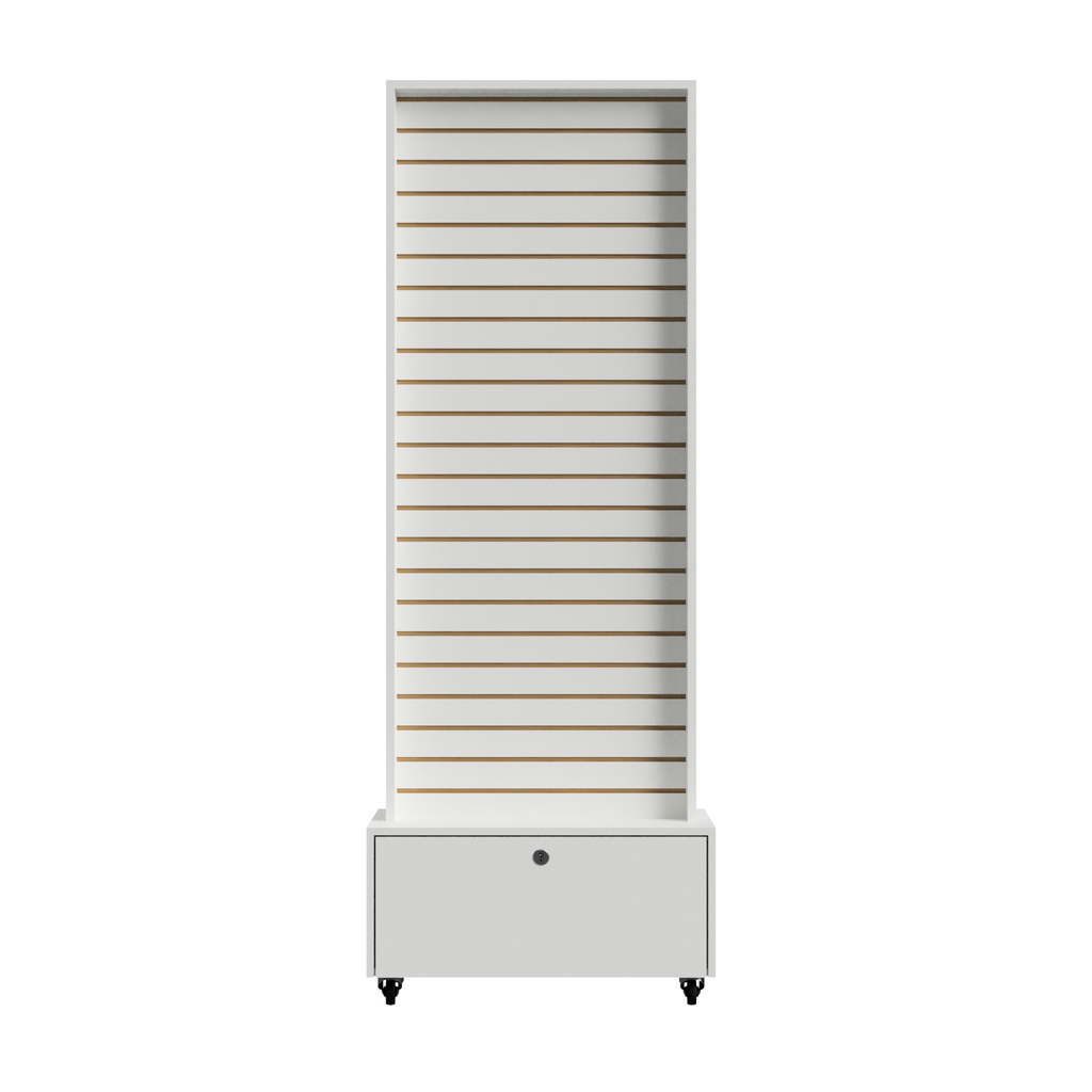 Exhibidor De Dos Caras Panel Ranurado Con Bodega 60x40x187,5