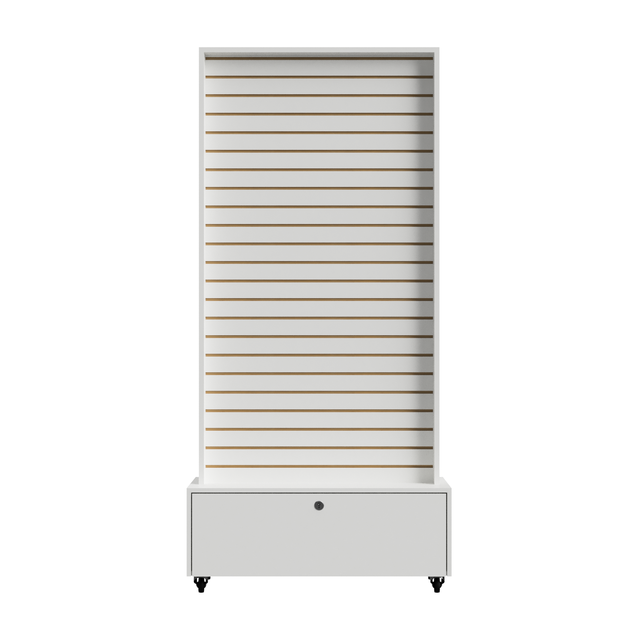 Exhibidor De Dos Caras Panel Ranurado Con Bodega 80x40x187,5
