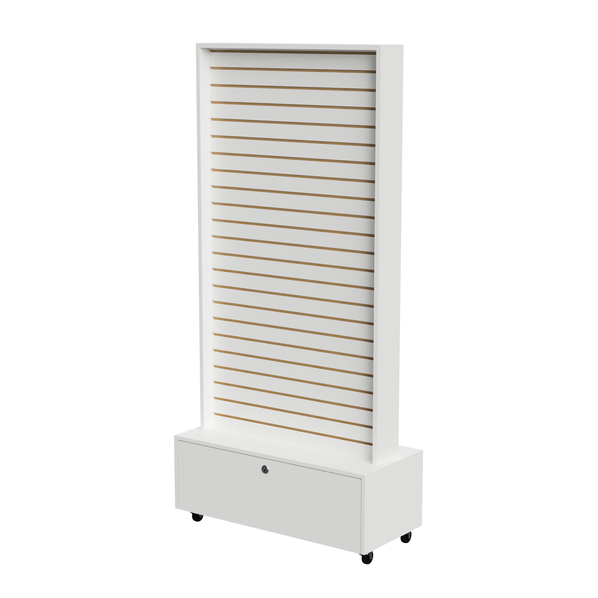 Exhibidor De Dos Caras Panel Ranurado Con Bodega 80x40x187,5