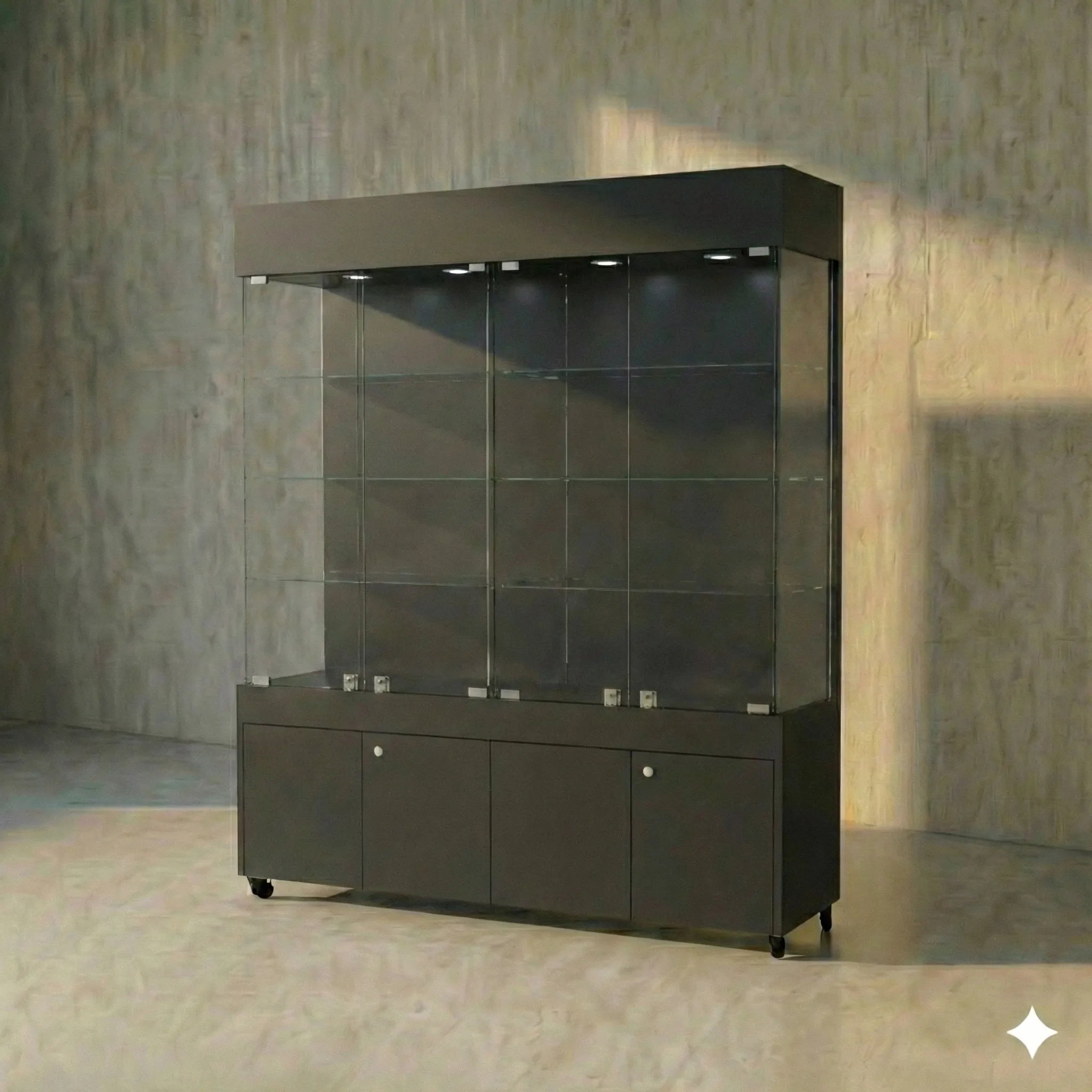 Vitrina Con Repisas Y Bodega Para Exhibición 150x40x196cm