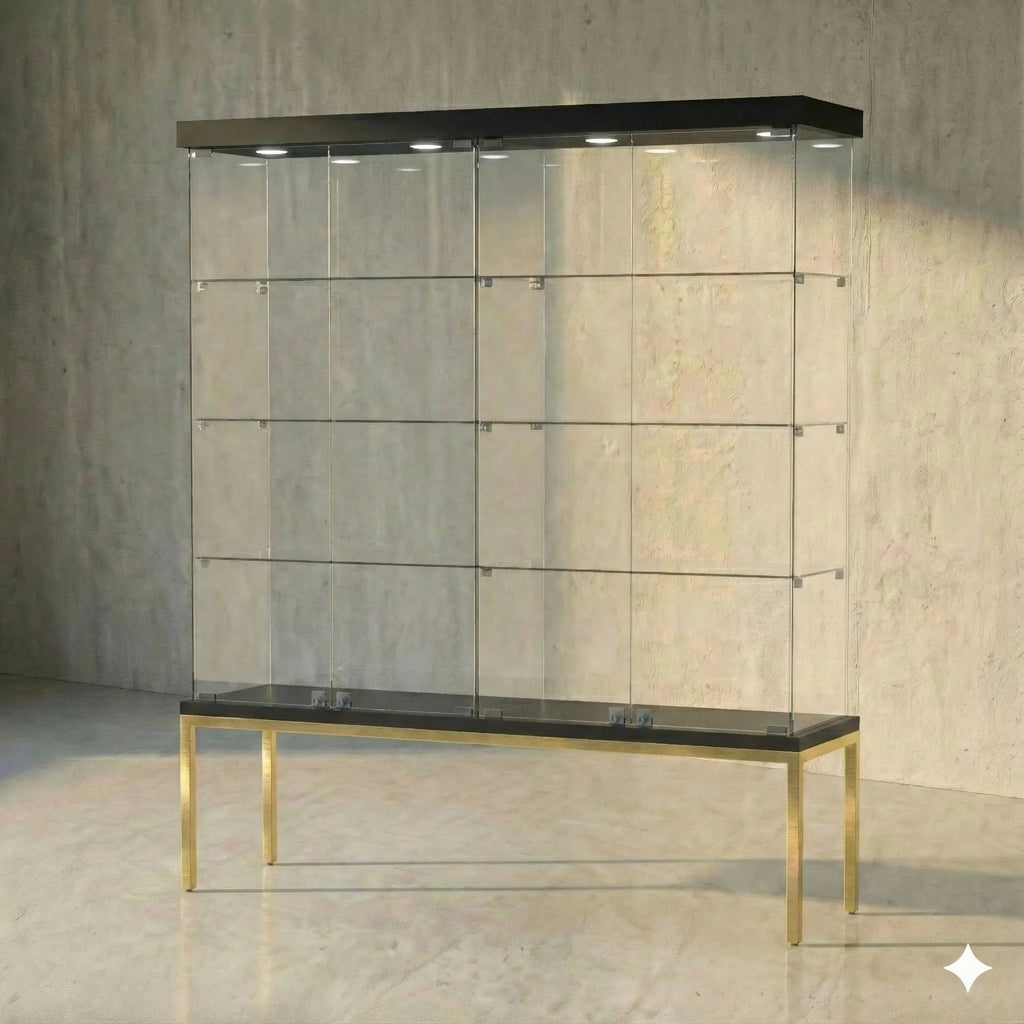 Vitrina Panorámica Para Exhibición Con Base Metal 150x40x180