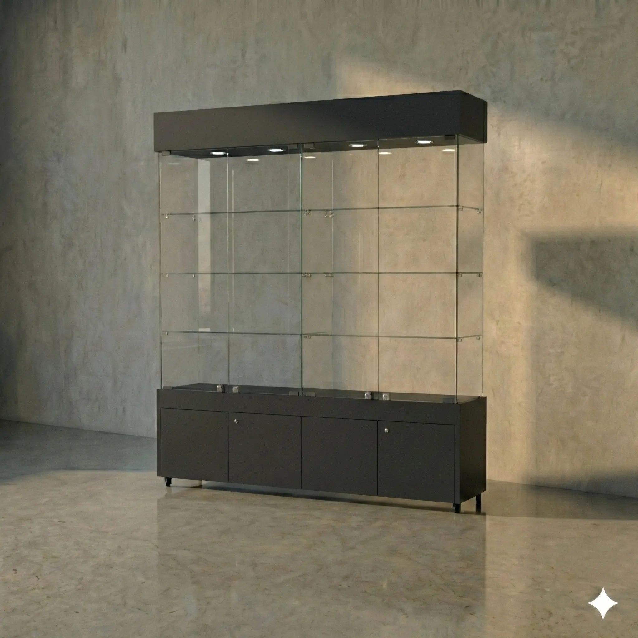 Vitrina Panorámica Para Exhibición Con Bodega 150x40x196cm