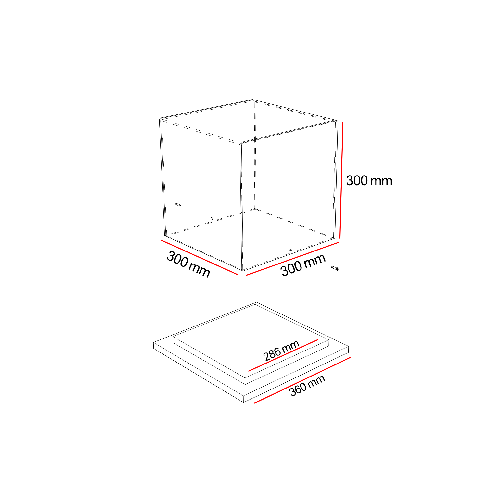 Cúpula Acrílico 30x30 Con Puerta, Base Melamínica